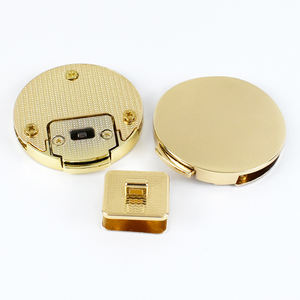 Meetee ky407 50mm or bricolage accessoires sac à main Snap fermoir fermeture boucle Twist Turn Lock Snap Round Alloy Invisible Lock - Product Image 4