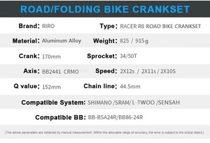 Conjunto de Pedivela para Bicicleta de Estrada RIRO 110BCD 50/<span class=keywords><strong>34T</strong></span>, Integrado e Oco, em Liga de Alumínio CNC de Alta Resistência, Peças para Ciclismo - Product Image 2