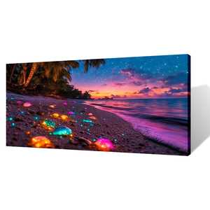 Impresiones de Arte Abstracto Art Déco Costero, Lienzo con Piedras de Playa Multicolores, Decoraciones Cuadradas para Pared, Interiores Modernos, Arte para Colgar de B&C - Product Image 3