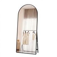 Miroir pleine longueur sur pied avec cadre métallique, design Art Déco, éclairage LED intégré, durable, écologique, décoratif pour la maison