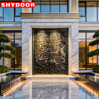 Porte de Villa Double en Aluminium Sculpté sur Mesure, Style Artistique Moderne et Antique, Sécurité Renforcée, Décoration Extérieure pour Entrée de Mansion