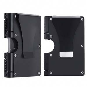 Hot Sale Aluminum <b>Metal</b> Slim Minimalist Front Pocket <b>Wallet</b> Carbon Fiber Credit Card Case Holder RFID Blocking with Money Clip - Product Image 1