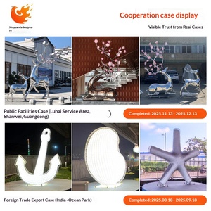 Sculpture abstraite moderne en acier inoxydable sur mesure de grande taille pour les paysages des places de campus - Product Image 3