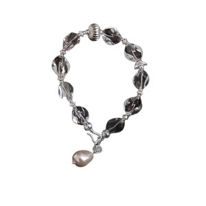 Crystal <b>Beaded</b> <b>Bracelet</b> 925 Silver Natural Crystal Water Drop Shape Women's Trendy Everyday Wear - Product Image 4