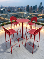 Tabourets de bar de luxe d'extérieur avec dossier mobile, en alliage d'aluminium, pour villas, maisons d'hôtes, hôtels, réceptions et cafés