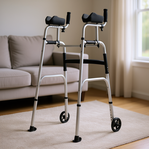 Déambulateur pliable avec roues solides de 5 pouces, hauteur réglable pour usage domestique - Product Image 2