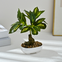 Tanaman Hijau Buatan Berkualitas Tinggi Dekorasi Pot Hiasan Kecil Dalam Ruangan Kain Pixel 24cm Bonsai