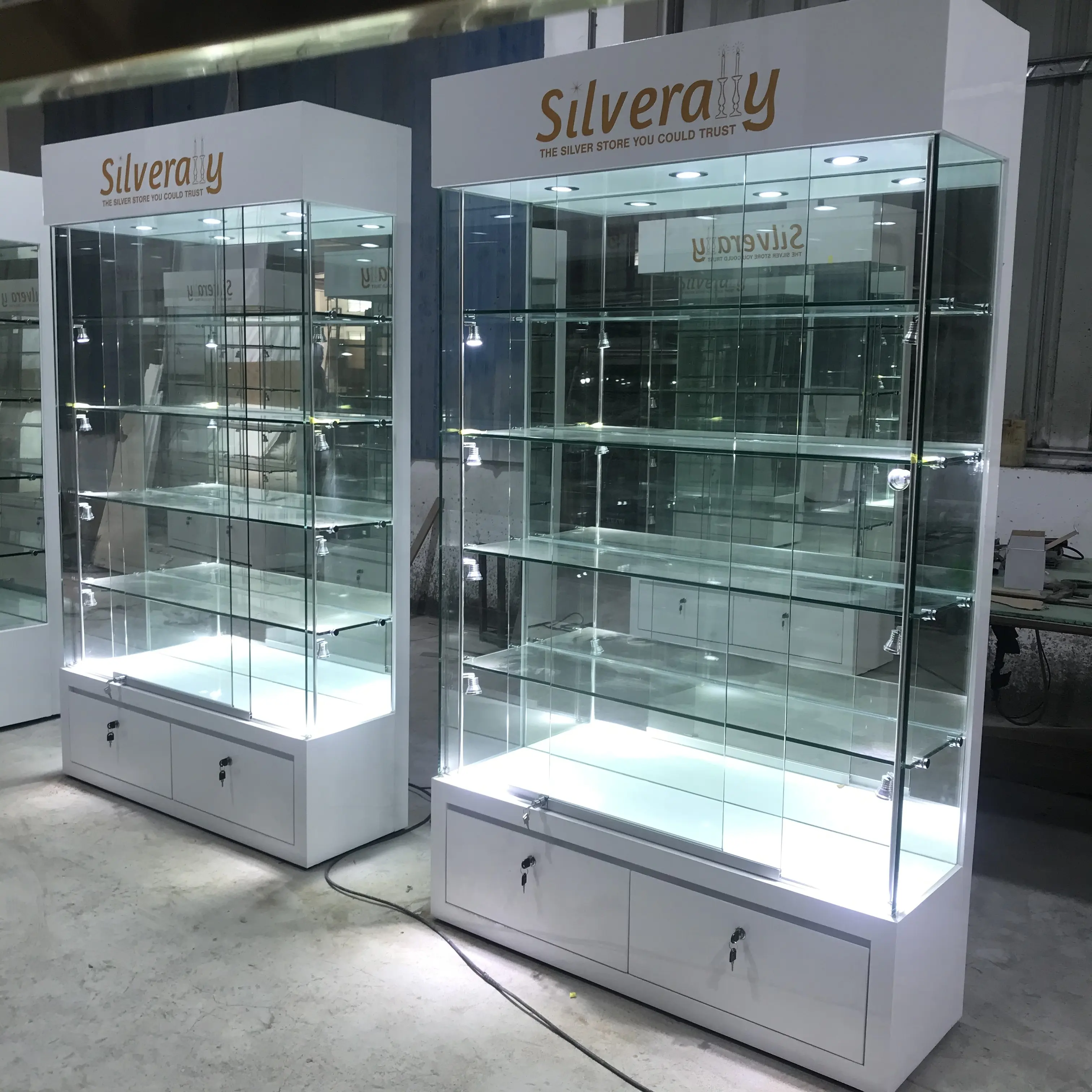 Boutique vitrine e vitrines de vidro usado e vitrines para jóias vitrine exibição loja fumaça