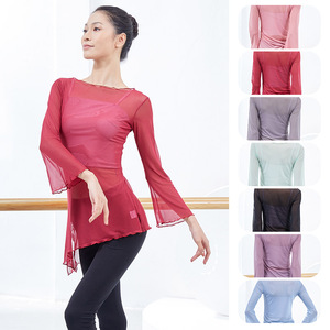 Vêtements d'entraînement de <span class=keywords><strong>danse</strong></span> <span class=keywords><strong>classique</strong></span> pour femmes, hauts de <span class=keywords><strong>danse</strong></span> en maille nationale - Product Image 6