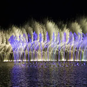 Fontana musicale a cascata con luci a LED colorate luminose con Ss e getto di salto