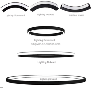 โคมไฟเพดาน LED ทรงวงแหวน ดีไซน์ทันสมัย สีดำ/ขาว โครงอะลูมิเนียมโค้ง สำหรับสำนักงานและซูเปอร์มาร์เก็ต - Product Image 3