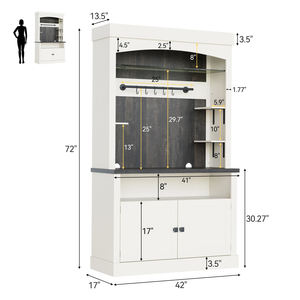 <span class=keywords><strong>Buffet</strong></span> <span class=keywords><strong>haut</strong></span>, armoire de bar à café avec lumières LED, <span class=keywords><strong>buffet</strong></span> <span class=keywords><strong>haut</strong></span> de style campagnard avec support pour micro-ondes/porte-bouteilles/étagère à verres - Product Image 5