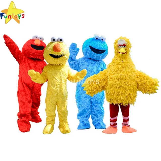 Funtoys Peluche Sesame Street Cookie Monster Elmo Mascotte Del Fumetto Del Costume Rosso Blu Elmo Per Adulti