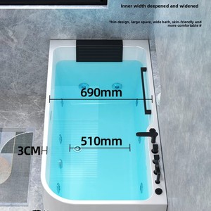 Baignoire autoportante en acrylique personnalisable <span class=keywords><strong>avec</strong></span> chauffage intelligent à température constante, massage à bulles et panneau intelligent pour appartement intérieur - Product Image 5