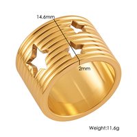 2026 Neue Modetrends Damen-Schmuck 18k Vergoldeter Edelstahl Breiter Sternförmiger Ring