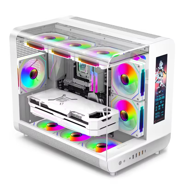 ATX Mid Tower Gaming PC Case Tempered Glass Digital Display Screen Type-C Front I/O USB 3.0 Supports M-ATXITX Chassis OEM ODM