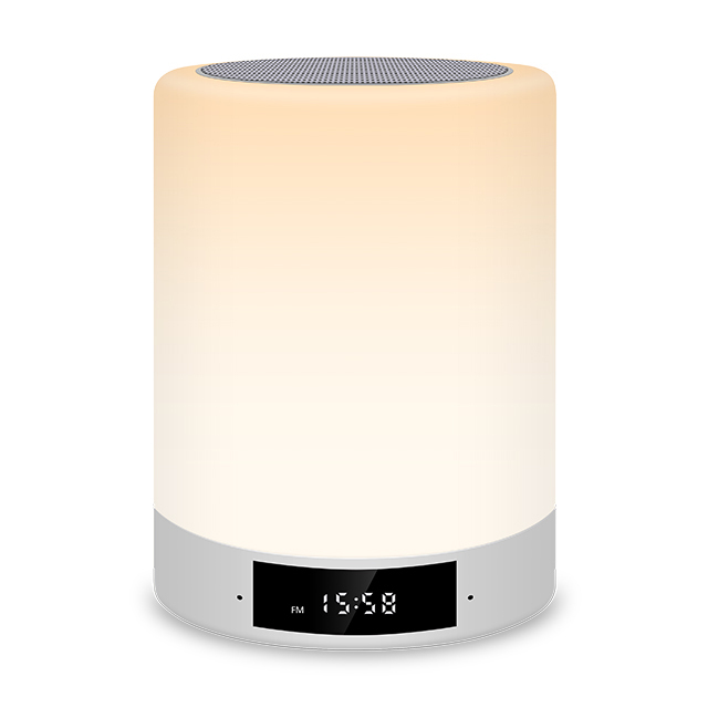 2022 Hot Sale RGB Dimmable Wake up Night Light USB Rechargeable Music Player Speaker With Customized Alarm Clock Display