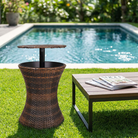 Table de jardin moderne 2-en-1 en rotin avec seau à glace pour hôtel et terrasse