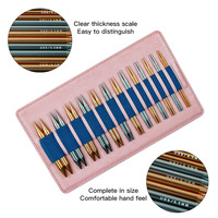 Juego de 13 Pares de Agujas Circulares Intercambiables de Aluminio Anodizado de 10 cm para Tejer Suéteres