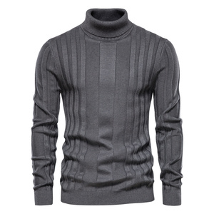 Maglione <span class=keywords><strong>girocollo</strong></span> Slim Slim a collo alto da <span class=keywords><strong>uomo</strong></span> lavorato a maglia tinta unita maglione caldo stile coreano stampa maniche lunghe - Product Image 1