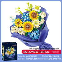1124 pièces romantique Rose tournesol fleur artificielle Bouquet modèle briques décor à la maison éducatif blocs de construction Collection florale