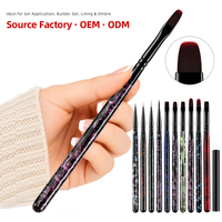 Ensemble professionnel de luxe 10 pièces pour nail art, manche en bois, poils en nylon ondulés, pour peinture au gel, liner, ombrage et extension