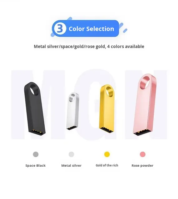 USB2.0 High-speed Mini USB Flash Drive Metal Waterproof USB Flash Drive 2GB-128GB Flash Drive with Logo Memory Stick Pen Drive
