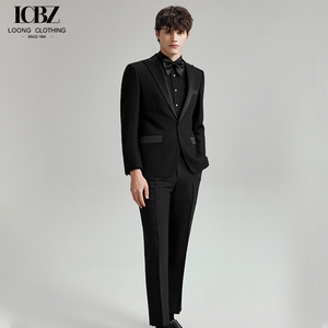 Costume de marié de smoking haut de gamme robe de mariée pour hommes costume bleu marine formel pour hommes costume deux pièces - Product Image 2