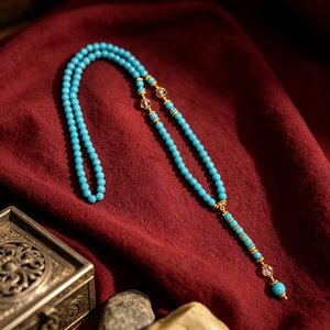 New Chinese Style <b>Blue</b> Turquoise <b>Necklace</b> with Premium Feel Sweater Chain Tibetan Ethnic Jewelry Turquoise Accessories - Product Image 1