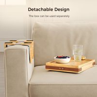 Drehbarer Sofa-Armlehnen-Tisch mit Doppelschicht und Aufbewahrungsbox, Modernes Einfaches Design, Holz-Sofatablett vom Hersteller