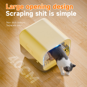Modern Half-Enclosed Aço Inoxidável <span class=keywords><strong>Cat</strong></span> Litter Box Fácil Limpar Grande Toalete Do Gato com Colher De Plástico para Evitar Salpicos - Product Image 3
