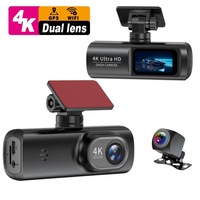 Caméra embarquée WiFi double objectif 4K 2160P avant et 1080P arrière 140° °   Mini caméra de voiture F2.0 V22C à fixation sur pare-brise