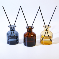 Bouteille de parfum diffuseur de parfum pour voiture en verre rond vide et recyclable, pour senteurs liquides, diffuseur à bâtonnets pour voiture, vente chaude