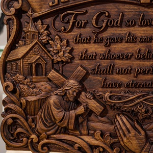 Placa de Madera con Versículo Bíblico Juan 3:16, Decoración Cristiana para Iglesia, Hogar, Sala de Oración, Regalo - Product Image 4
