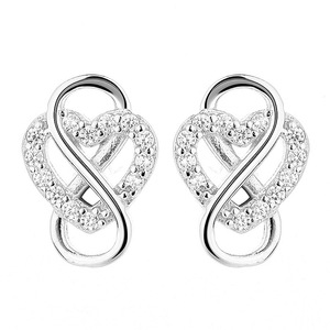 Elegantes Pendientes de Plata de Ley S925 con Corazón Infinito y Circonitas, 8 Piedras, para Mujer, Estilo Lujoso, Venta al Por Mayor - Product Image 5