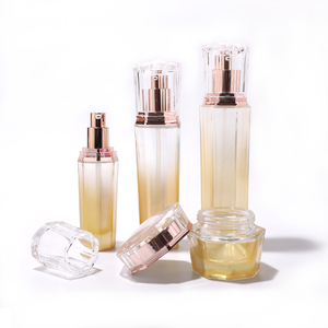 Ensemble de soins de la peau en verre hexagonal personnalisé à six côtés, plaqué or rose, cosmétique 40ml 90ml 110ml <span class=keywords><strong>50g</strong></span> - Product Image 1