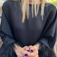 Ensemble Abaya pour femmes Dubai Modesty 2023, haut et bas, jupe maxi à ourlet en plumes, combinaison, robe arabe assortie, Abaya en satin noir musulman