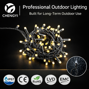 Guirlandes lumineuses LED industrielles étanches IP67, câble en caoutchouc noir H03RN, lumières féériques pour jardin extérieur, décoration de mariage CE ROHS - Product Image 1