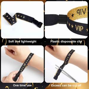 Pulsera de poliéster personalizada con hilo dorado y plateado para eventos, con logotipo, para fines promocionales - Product Image 4