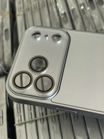 Coque de téléphone élégante et de haute qualité en argent pour iPhone 17 16 15 14 13 12 11, coque en verre électroplaqué argent pour iPhone 17 Pro Max