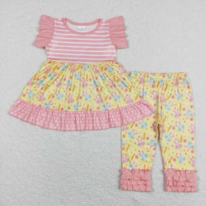 wholesale children clothing set <strong>Girls</strong> western <strong>cow</strong> short sleeve <strong>outfit</strong> - Product Image 2