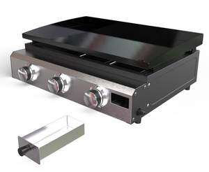 <span class=keywords><strong>Table</strong></span> sans fumée à 3 brûleurs Portable noir et acier inoxydable <span class=keywords><strong>Plancha</strong></span> à gaz et plaque chauffante pour barbecue et cuisson en plein air - Product Image 3