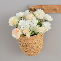 Panier mural en jonc de mer avec poignée unique, pot de fleurs, décoration de maison style ferme-bohème, rangement suspendu pour plantes