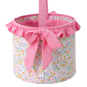 Personalized Girl Egg Hunt Basket <strong>Easter</strong> Eggs Hunting Party Decoration <strong>for</strong> Kids Canvas Bunny Bag With Bow Knot - Product Image 6