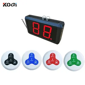 Restaurant Pager Calling System Wireless Waiter Digital Number Display with 4pcs Waterproof Call Button
