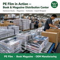 Film PE transparent résistant à l'encre pour livres, magazines, couvertures rigides, exportation, anti-humidité, facile à déchirer, OEM
