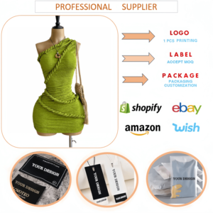 Robe d'été tendance J6 pour femme – Robe mini élégante et unique à épaule unique, sans manches, extensible – Collection Boutique <span class=keywords><strong>de</strong></span> Vêtements Féminins - Product Image 6