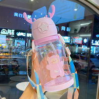 600Ml Plastic Schattige Cartoon Riem Waterfles Voor Kinderen Basisschoolleerlingen Kleuterschool Directe Verkoop Goedkope Prijs