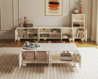 Nouveau meuble TV crème écologique, meuble de sol, ensemble salon-chambre, style moderne minimaliste, en bois massif et panneaux de particules, pour la maison