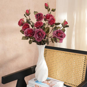 手工小花束4头人造焦边玫瑰花卉布置家居装饰DIY材料 - Product Image 4